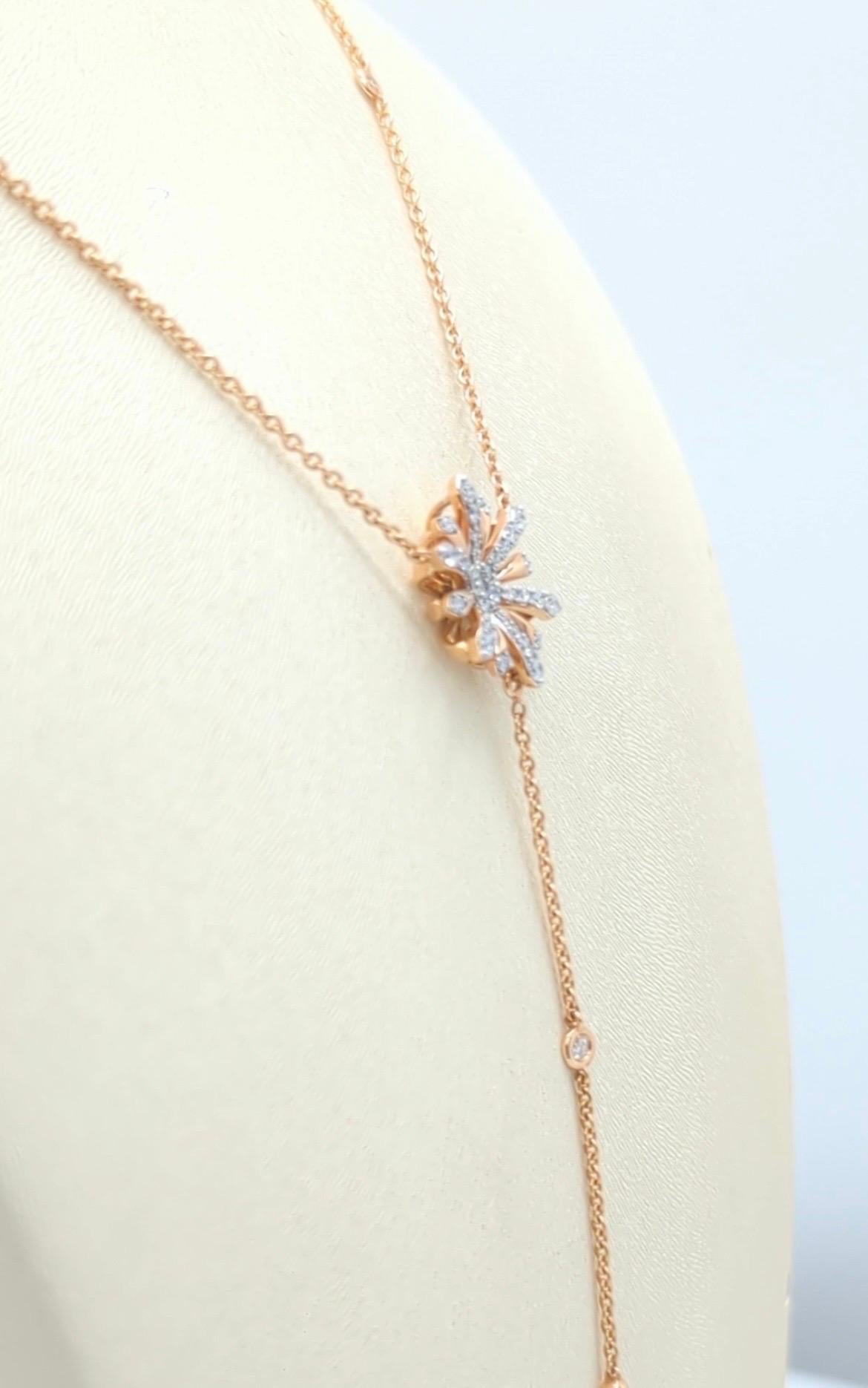 Contemporary Rose Gold and Diamond Edelweiss Sunshine Necklace For Sale