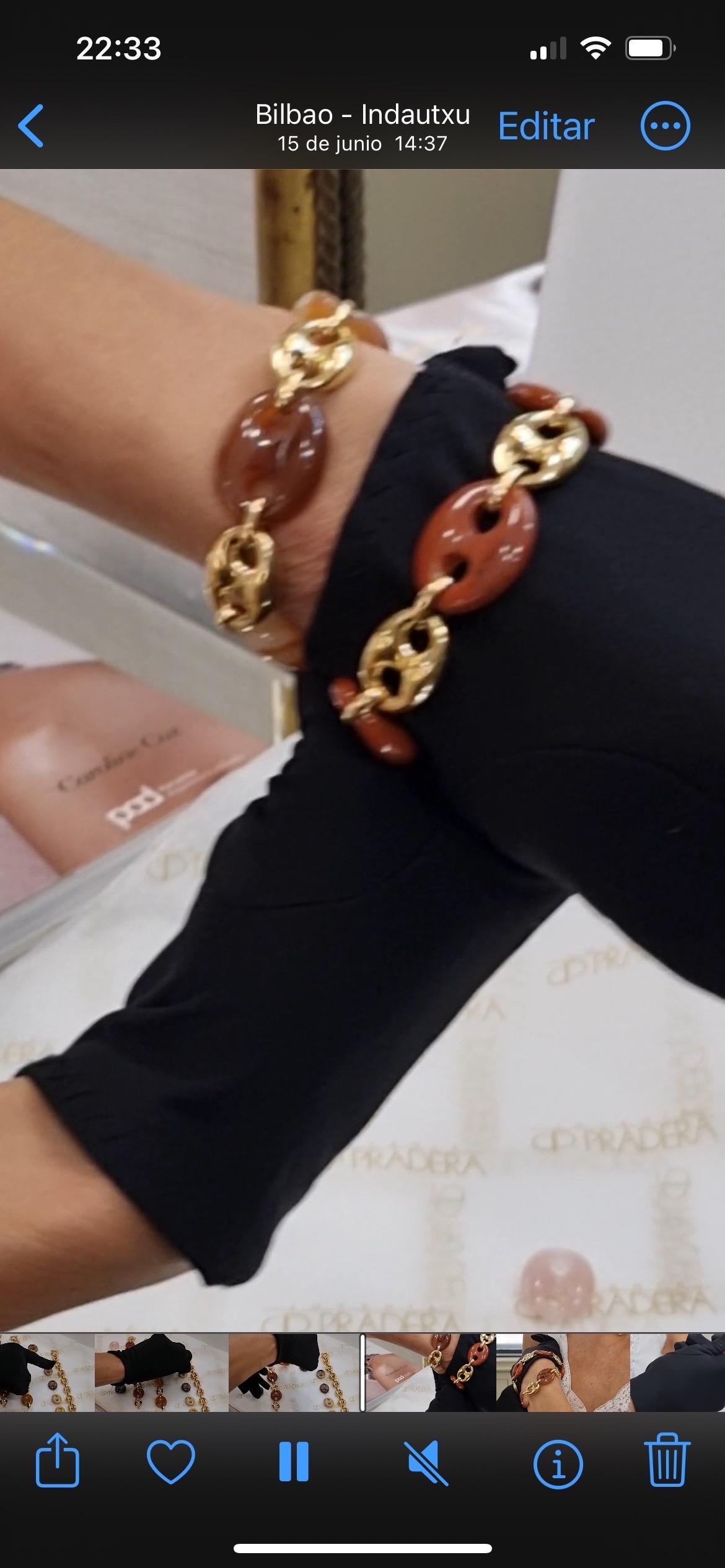 Bracelet nautique à maillons en or jaune massif 18 carats et jaspe rouge intense Unisexe en vente