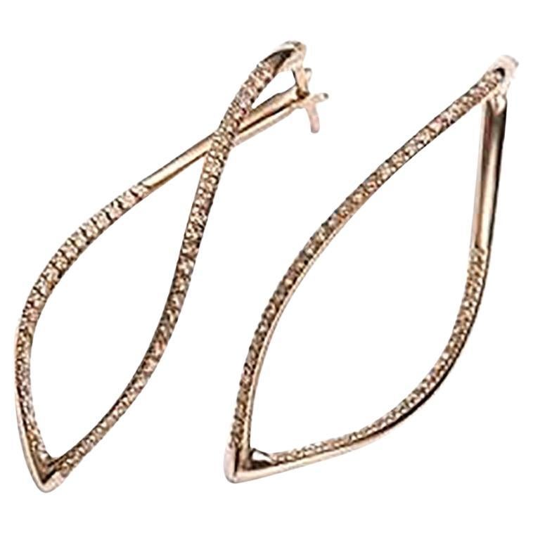 Pendientes Navettes Mattioli de oro rosa y diamantes marrones