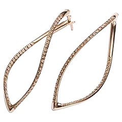 Pendientes Navettes Mattioli de oro rosa y diamantes marrones