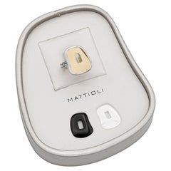 Mattioli, petite bague puzzle en céramique à effet or blanc et or jaune 18 carats, état neuf