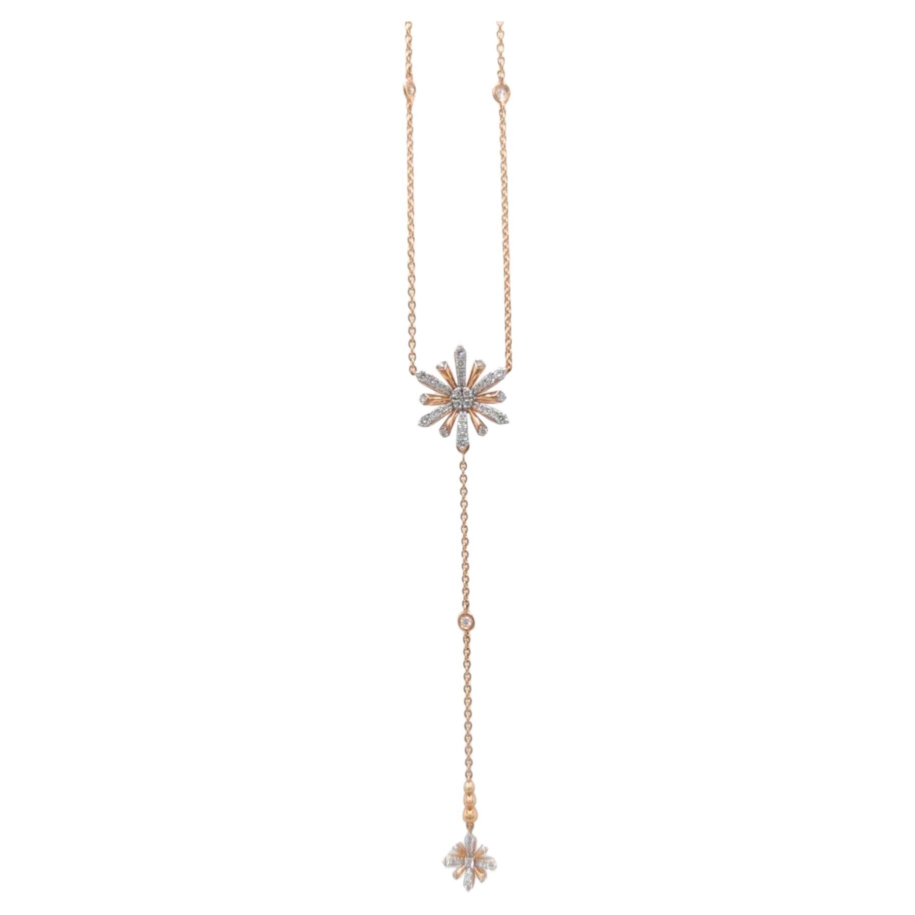 Rose Gold and Diamond Edelweiss Sunshine Necklace For Sale