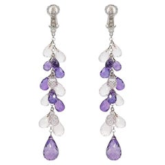 Ohrringe aus 18 Karat Weißgold, Diamanten und Amethyst