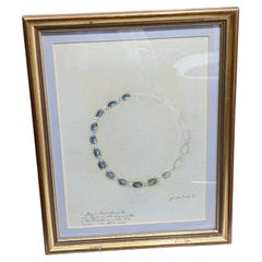 Juan Prats, Collier de lapis-lazuli, or et diamants dessin au crayon conté 1983