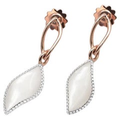 Mattioli Navettes Earrings in 18 K Rose Gold & White Diamonds & Mother of Pearl