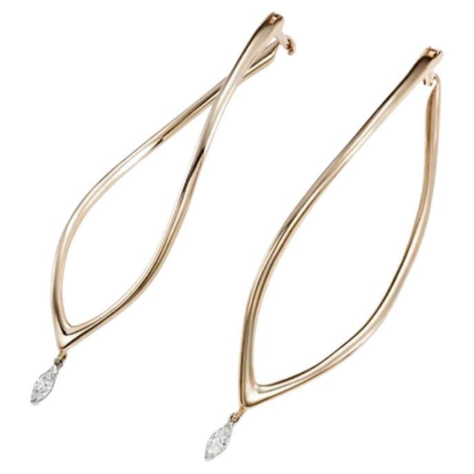Boucles d'oreilles Navettes en or rose et blanc 18K et diamants blancs de Mattioli