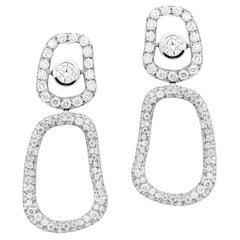 Orecchini pendenti Mattioli Puzzle Diamonds in oro bianco e diamanti bianchi pavé