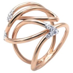 Bague Mattioli Navettes en or rose 18 carats et diamants blancs