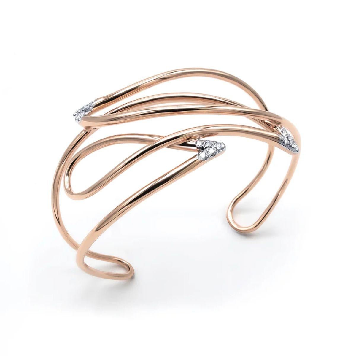 Taglio brillante Bracciale Mattioli Navettes in oro rosa 18 carati e diamanti bianchi in vendita