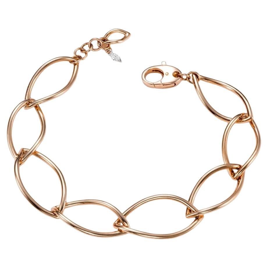 Taglio brillante Bracciale Mattioli Navettes in oro rosa 18 carati e diamanti bianchi in vendita
