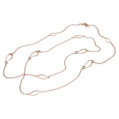 Mattioli Navettes Sautoir Necklace in 18K Rose Gold & 0.62 ct White Diamonds
