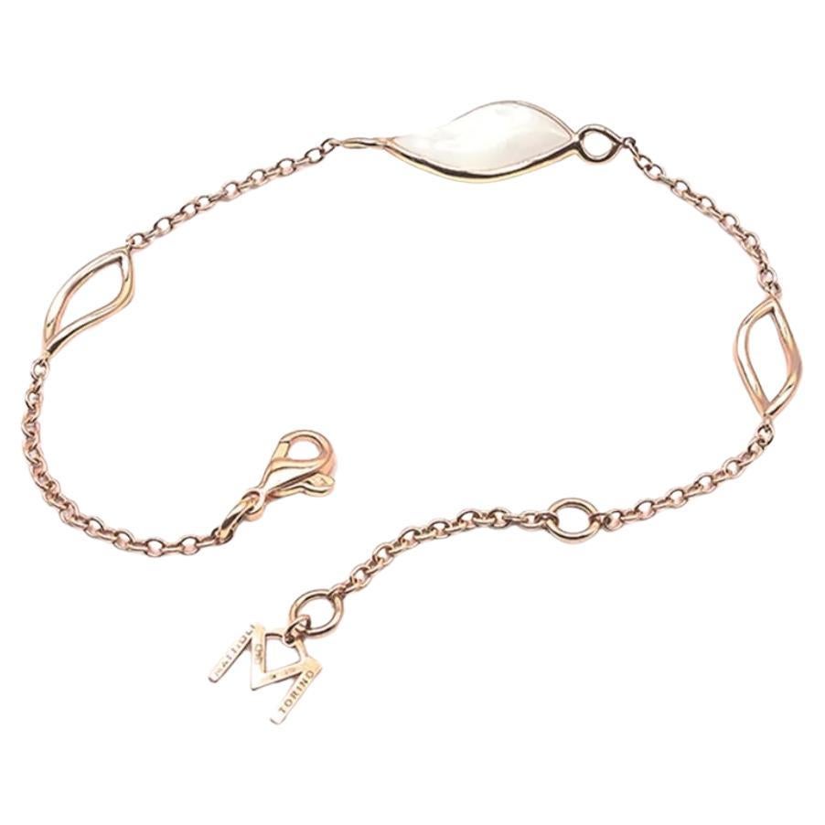 Bracciale Mattioli Navettes in oro rosa 18 carati e Mother Nature in vendita