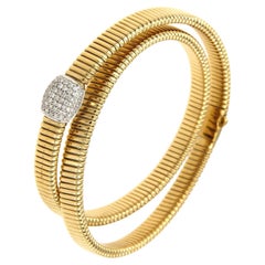 Antora Tubogas 18k Yellow Gold Diamond Cuff Bracelet