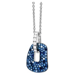 Mattioli Puzzle Arlecchino Small Pendant in 18k White Gold and Blue Sapphires