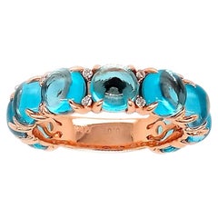 18K Rose Gold Ring by Pradera Irama with Diamonds & Blue Topaz