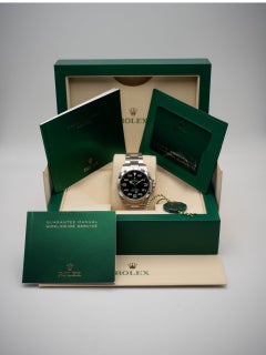 Rolex Air-King 40 mm Oystersteel-Uhr, schwarzes Zifferblatt, Komplettset, 2022