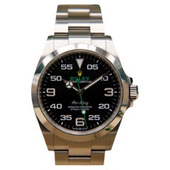 Rolex Air-King 40 mm Oystersteel-Uhr, schwarzes Zifferblatt, Komplettset, 2022