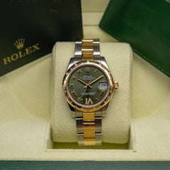 Rolex Datejust 31mm Yellow Rolesor Green Diamond Dial Watch, 2011