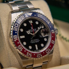 Rolex GMT-Master II 40mm Pepsi Automatic Watch, Steel, Black Dial