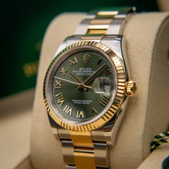Montre Rolex Datejust 36 mm, boîtier Rolesor jaune, cadran vert, mouvement automatique, 2026
