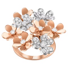 Pradera Irama 18K White Gold Diamond Flower Ring, Size 57 Europe