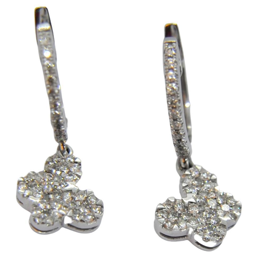 Butterfly Diamond Dangle Earrings in 18 Karat White Gold For Sale