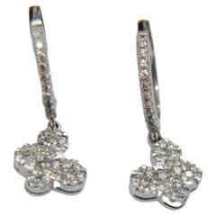 Butterfly Diamond Dangle Earrings in 18 Karat White Gold