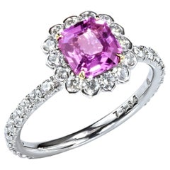 Leon Mege Platinum Engagement Ring with Natural Pink Sapphire
