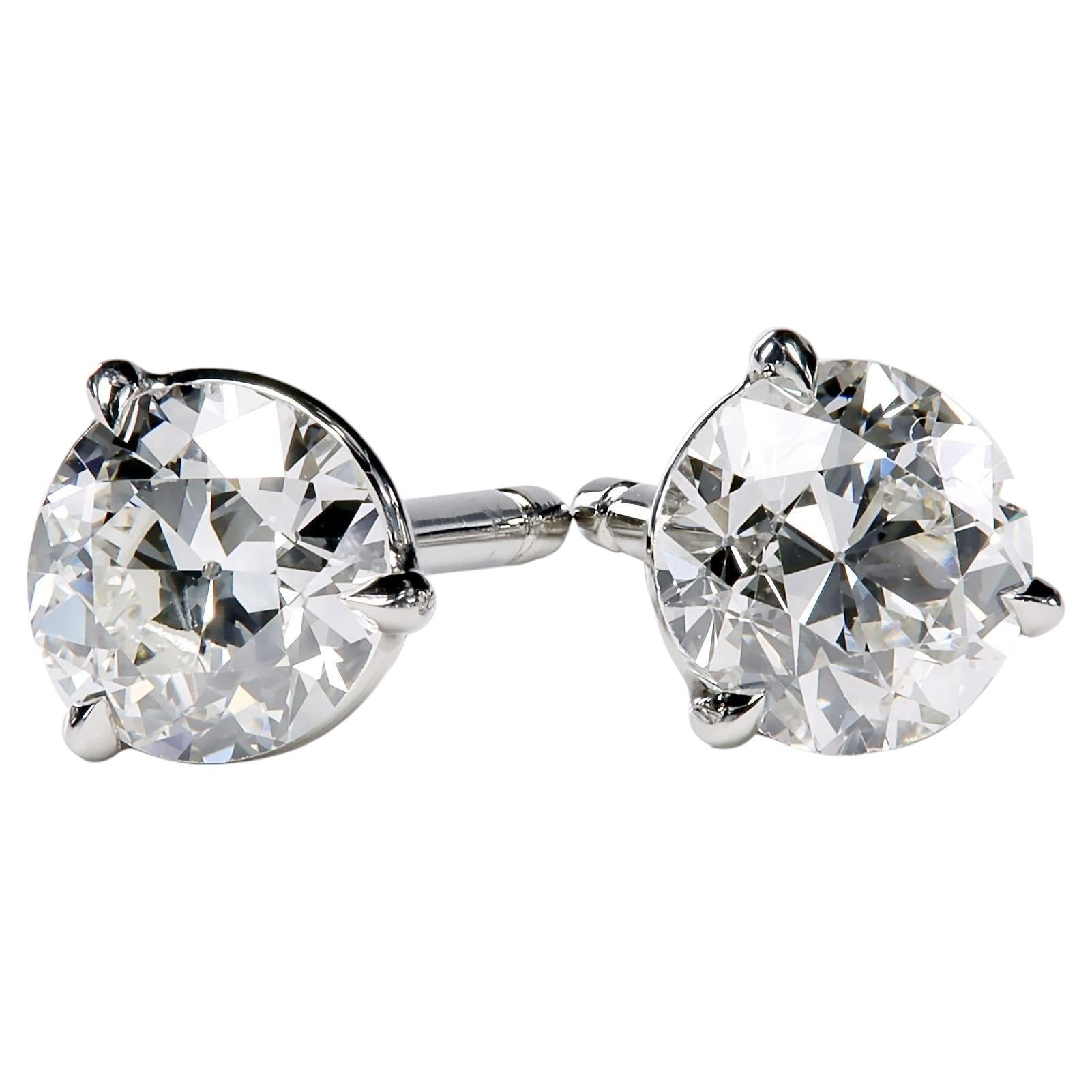 Leon Mege platinum Martiny studs with natural OEC diamonds