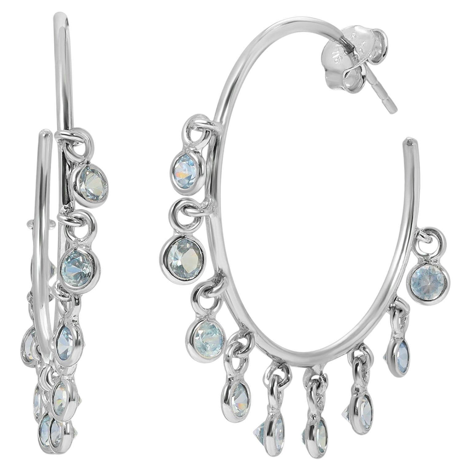 Jerry Ice Blue Sapphire Hoop Earrings For Sale