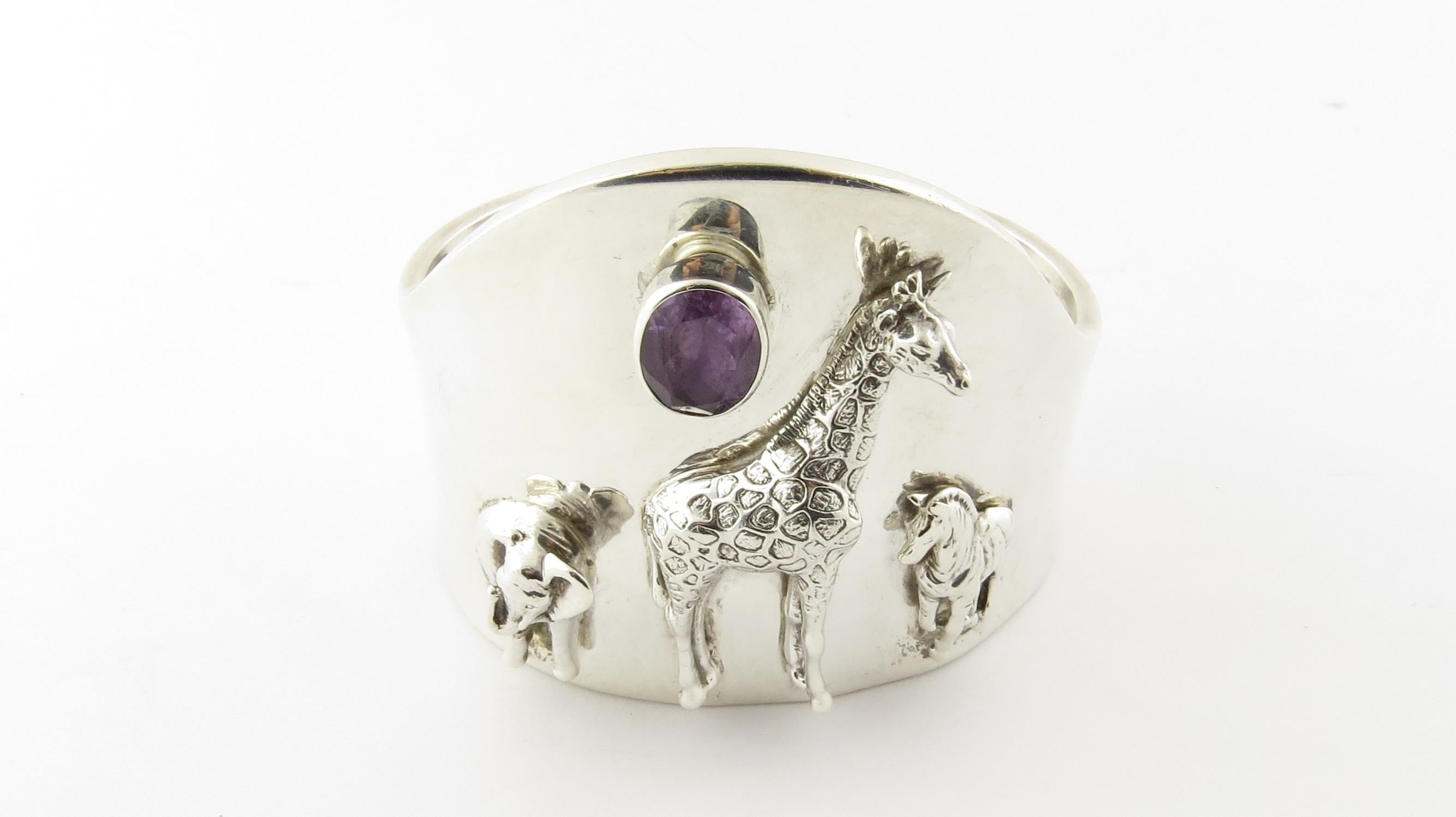 Carol Felley Southwestern Sterling Silver Wildlife Amethyst Cuff Bracelet, 1997 3