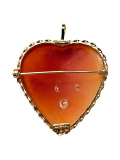 14K Yellow Gold Heart Cameo Diamond Pin/Pendant #25882