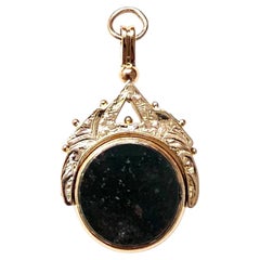 9K Yellow Gold Two Sided Flip Bloodstone Pendant #25880