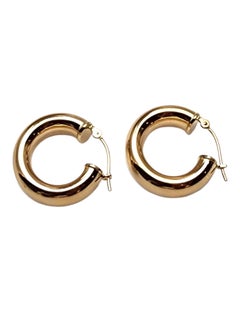 14K Yellow Gold Puffy Hoop Earrings #25802
