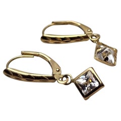 14K Yellow Gold Cubic Zirconia Dangle Earrings #25826