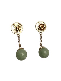 Ohrhänger aus 14-karätigem Gelbgold mit Jade #25823