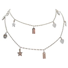 Coach Sterling Silver Charm Necklace 40" #25804