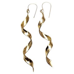 10K Yellow Gold Swirl Dangle Earrings #25799