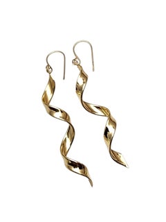 10K Yellow Gold Swirl Dangle Earrings #25799