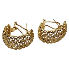 14K Yellow Gold Woven Hoop Earrings #25801