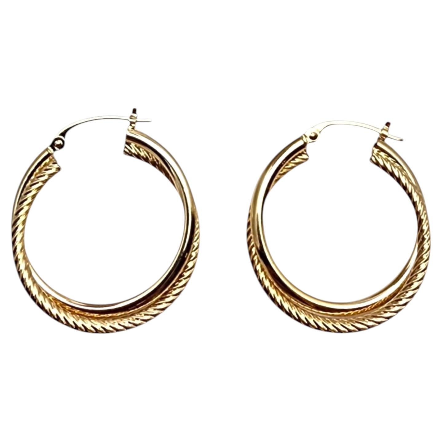Boucles d'oreilles doubles en forme d'anneaux en or jaune 14 carats #25805