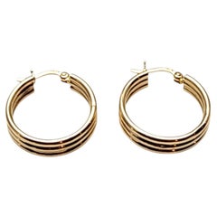 Boucles d'oreilles créoles nervurées en or jaune 14 carats #25808