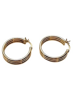 14K Yellow Gold Ribbed Hoop Earrings #25808