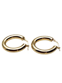 14K Yellow Gold Oval Hoop Earrings #25809