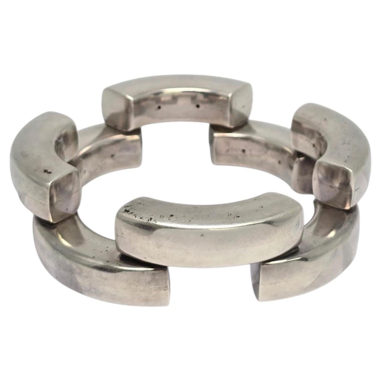 Georg Jensen Denmark Astrid Fog Sterling Silver 222 Brick Bangle Bracelet #25814 For Sale