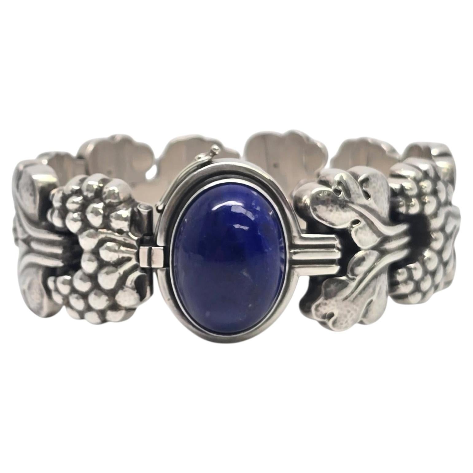 Georg Jensen Denmark Sterling Silver 30 Lapis Lazuli Paris Bracelet #25815