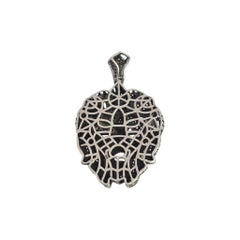 Sterling Silver Pave CZ Red Stone Eyes Hip-Hop Style Lion Head Pendant #25916