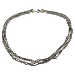 David Yurman – Mehrsträngige Halskette aus Sterlingsilber und 18-karätigem Gold mit Diamanten, Art.-Nr. 25910