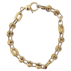 Pulsera OWC de eslabones marinos ovalados en oro blanco y amarillo de 18 quilates, bicolor, n.º 25860