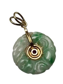 14K Yellow Gold Jade Disc Pendant #25827
